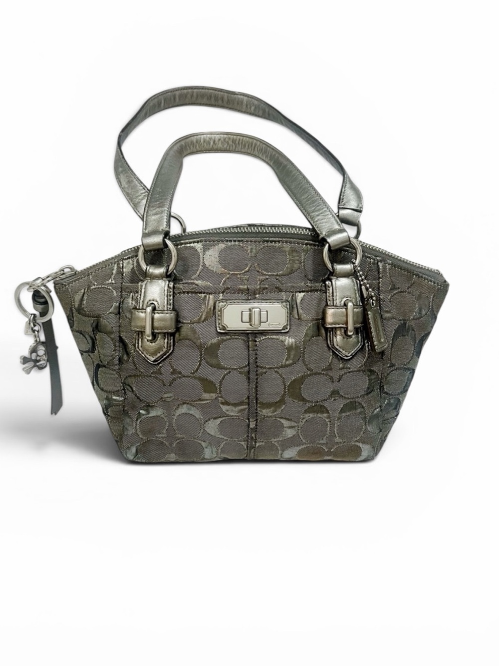Vintage Coach Shoulder Bag Metallic Green/ Silver Seafoam Green Satin interior